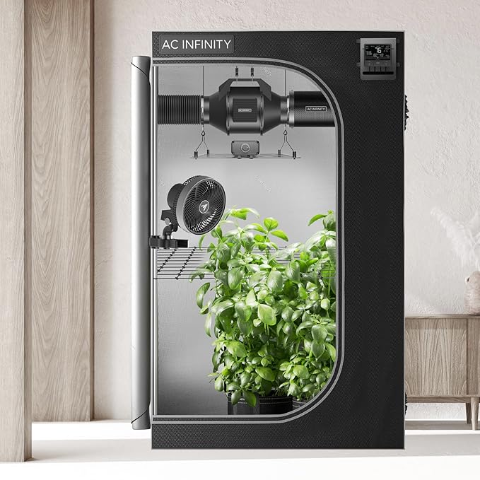 AC Infinity Advance Grow System 3x3, 3-Plant Kit, WiFi-Integrated Grow Tent Kit, Automate Ventilation, Circulation, Schedule Full Spectrum Samsung LM301H LED Grow Light, 2000D Mylar Tent