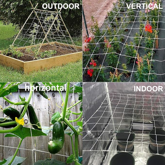 All-Weather Trellis Netting Mesh Plant Garden Vine Growing Flexible String Net (6" Mesh ployester, 5' Wx 60'L)