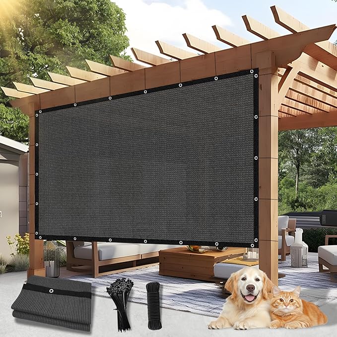 Outdoor 90% Sun Shade Cloth with Grommets, 16 X 22 FT Pergola Shade Cover for Garden Patio Carport Kennel Swimming Pool, Dark Grey (We Make Custom Size)