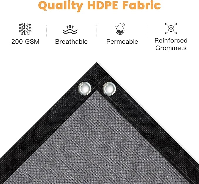 VICLLAX Shade Fabric Sun Shade Cloth with Every 2 FT Grommets for Patio Garden Pergola Cover Canopy 4x20 FT, Grey