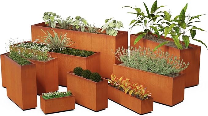 4 FT Corten Steel Planter Box – 48-Inch Large Rectangular Planter for Outdoor Plants | Heavy Duty Metal Garden Bed | Made in USA, Fully Assembled