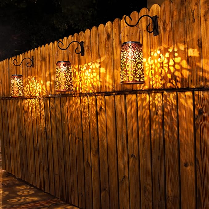 Classic Retro Solar Decorative Outdoor Lanterns for Garden, Porch, Pathway, Deck, Pool, and Balcony Decoration, Waterproof Hanging Solar LED Lights ,Warm and Cool Light as Gifts for Elders