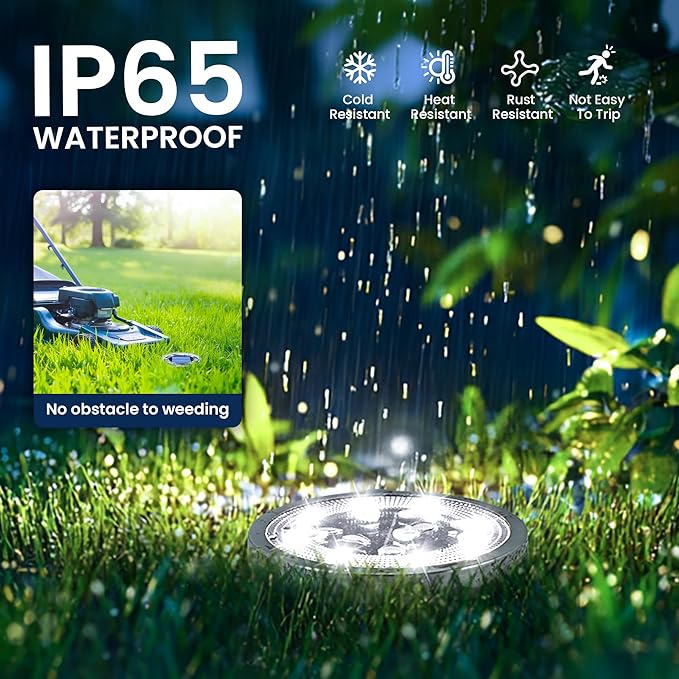 SOLPEX 2 Pack Solar Ground Lights Outdoor Waterproof, Solar Powered Pathway Lights, Landscape Lighting for Garden Walkway Driveway Backyard Decor (Cool White)