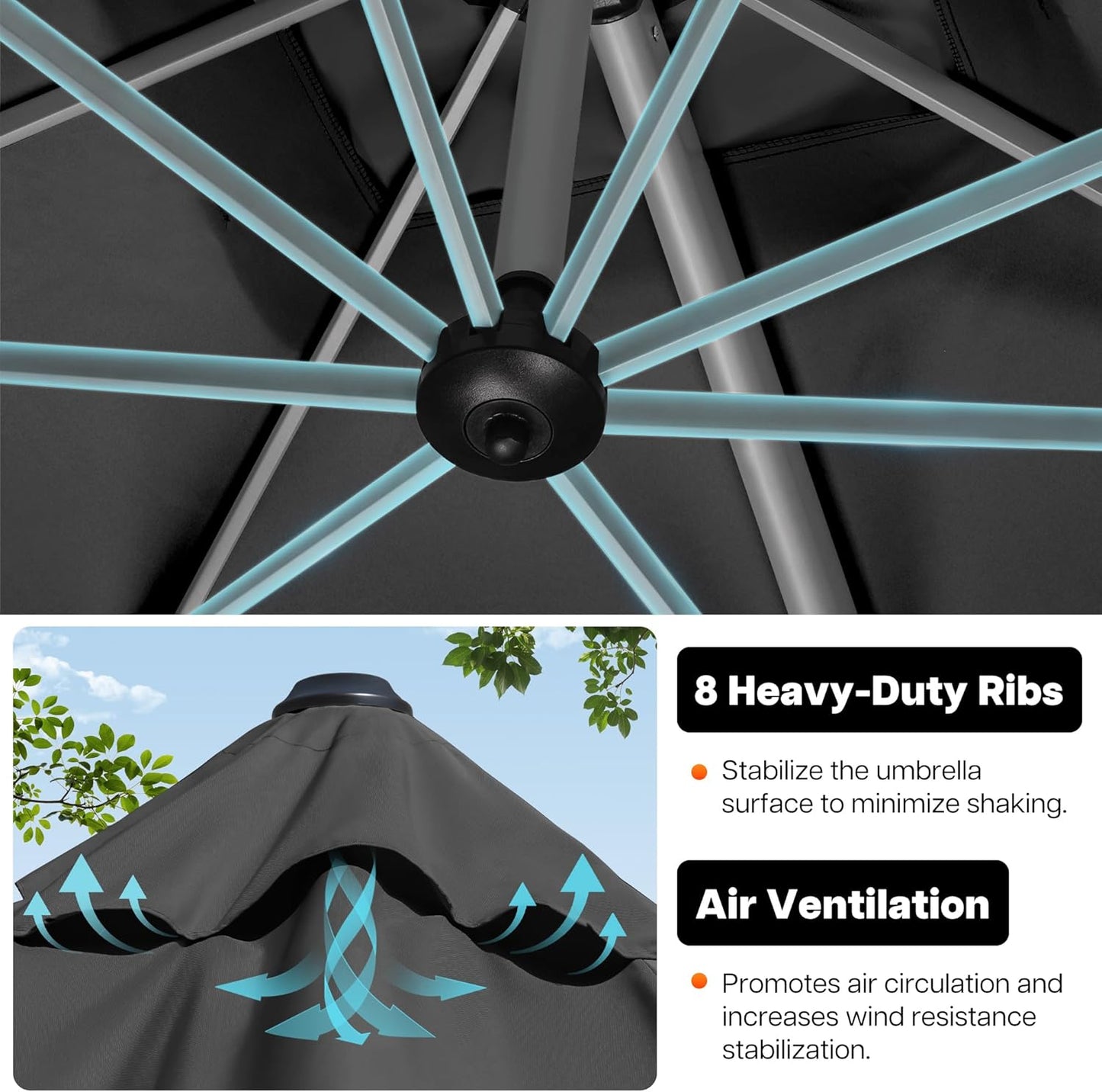 Patio Umbrella, 11FT Outdoor Cantilever Umbrella with 360-degree Rotation for Garden, Deck, Backyard, Pool and Beach, Grey