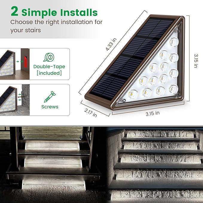Solar Step Lights for Outside,24pack Solar Stair Lights Outdoor Waterproof IP67,Outdoor Deck Step Lights,Solar Outdoor Lights for Staircase,Patio,Front Step(Cool White)…