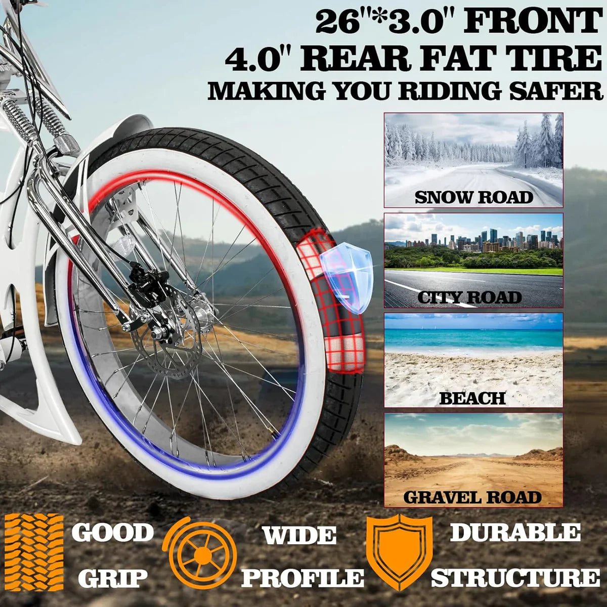 Tracer Raider Pro DS7 Stretch Chopper Cruiser Bike