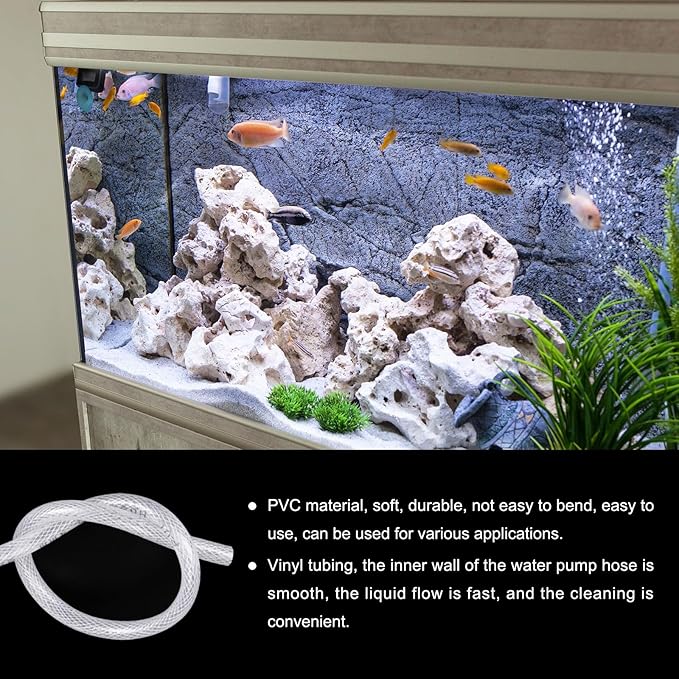 5/8" x 0.8" Braided Clear Plastic PVC Tubing 10ft High Pressure Flexible Reinforced Vinyl Tube, [for Garden Irrigation, Water Hose, Fish Tank, Water Transfer] - 15.9x20.6mm