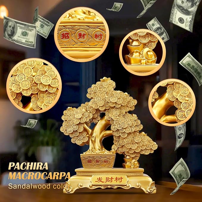 Top Resin Money Tree, Artificial Bonsai Tree - Feng Shui Decor & Gifts for Home, Feng Shui Statue, Chinese New Year Decoration, Chinese Decor & Gifts