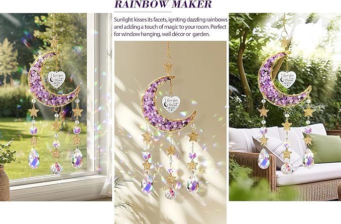 I Love You Gifts for Her Women Wife Girlfriend, Cool Moon Crystal Suncatcher Romantic Birthday Gifts Anniversary Wedding for Mom Her Grandma Wife Couples Wedding Engagement Gifts