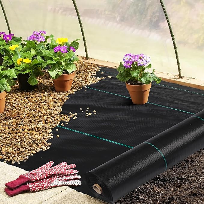 4ftx300ft Heavy Duty Weed Barrier Landscape Fabric – Durable Woven Driveway Garden Cloth for Weed Control, Ground Cover, Landscaping – Long-Lasting Geotextile Fabric – 3.2oz