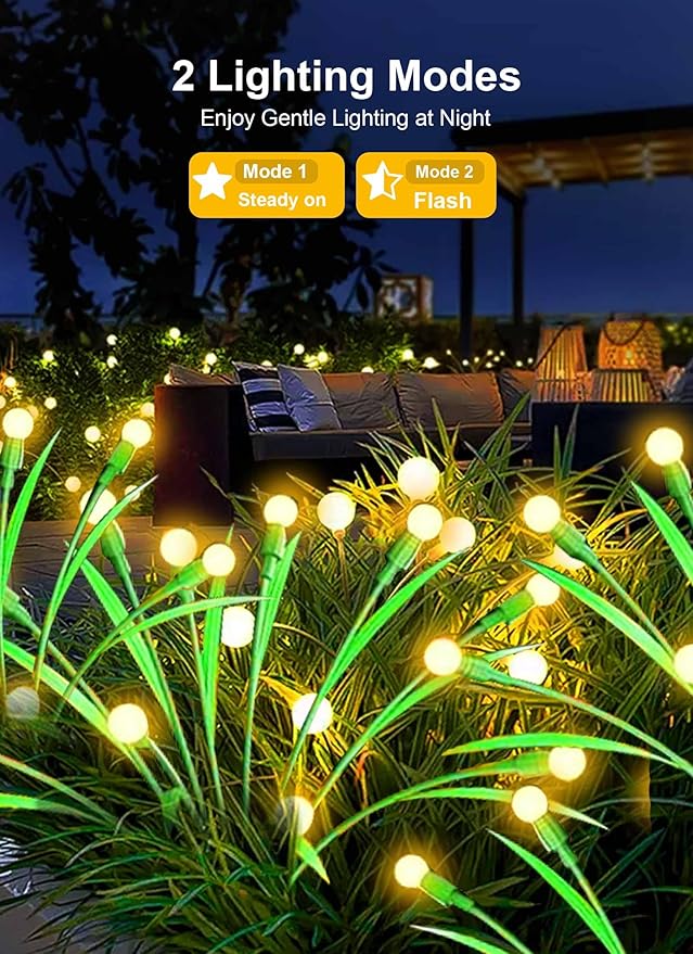 ZGWJ Solar Firefly Lights 2 Pack 20 LED, New Upgraded Solar Swaying Light with Leaves, Waterproof Solar Outdoor Lights for Garden Patio Pathway Outdoor Decor Halloween Christmas Decoration Warm White