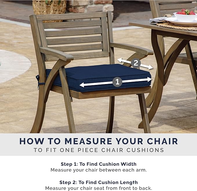 Arden Seat Cushion, 21 x 21, Rain-Proof, Fade Resistant, Cushion for Patio Dining, Adirondack, and Outdoor Chairs Sapphire Aurora Blue Damask