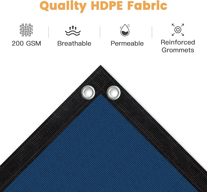 VICLLAX Shade Fabric Sun Shade Cloth with Every 2 FT Grommets for Patio Garden Pergola Cover Canopy 4x7 FT, Dark Blue