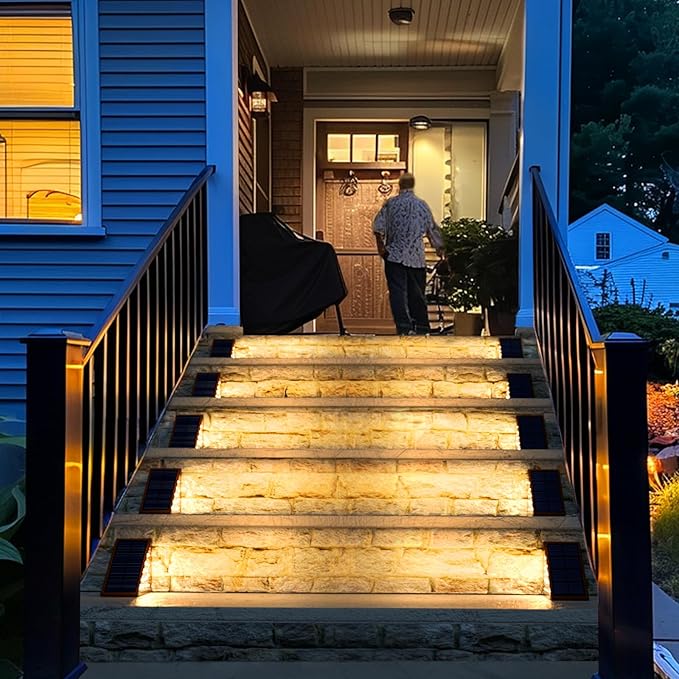 Solar Step Lights for Outside,24pack Solar Stair Lights Outdoor Waterproof IP67,Outdoor Deck Step Lights,Solar Outdoor Lights for Staircase,Patio,Front Step(Warm Brown)…