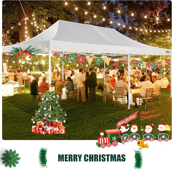 COBIZI 13x26 Pop Up Tent 13x26 Canopy with Sidewalls Heavy Duty Canopy Party Tent for Parties, Outdoor Wedding Large Event Tent Wind Waterproof UPF 50+ Ez Up in Garden Lawn with Roller Bag, White