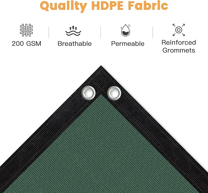VICLLAX Shade Fabric Sun Shade Cloth with Every 2 FT Grommets for Patio Garden Pergola Cover Canopy 5x6 FT, Dark Green
