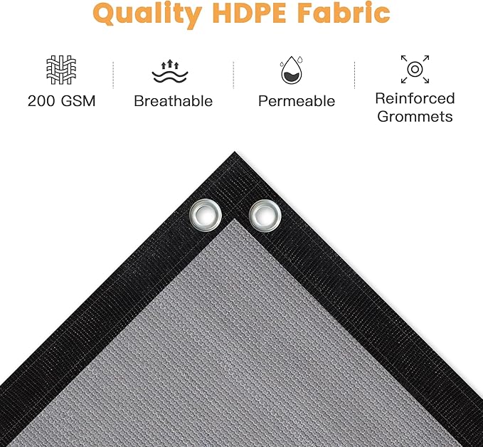 VICLLAX Shade Fabric Sun Shade Cloth with Every 2 FT Grommets for Patio Garden Pergola Cover Canopy 3x11 FT, Light Grey