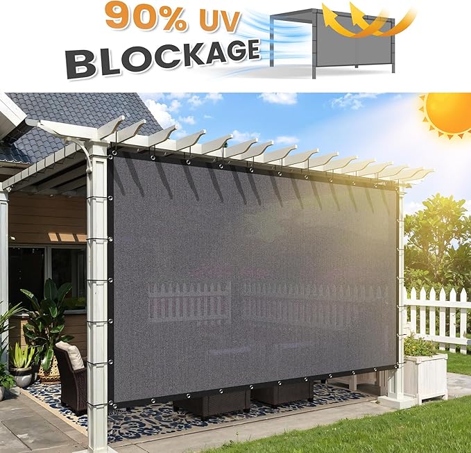 VICLLAX Shade Fabric Sun Shade Cloth with Every 2 FT Grommets for Patio Garden Pergola Cover Canopy 3x14 FT, Grey