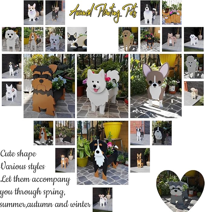 Doberman Dog Planter Plant Pots,Cute Garden Dog Flower Planter,Dog Planters Birthday Gifts for Women,Office,Indoor/Outdoor Decor（9.45 * 5.28 * 13.58in）