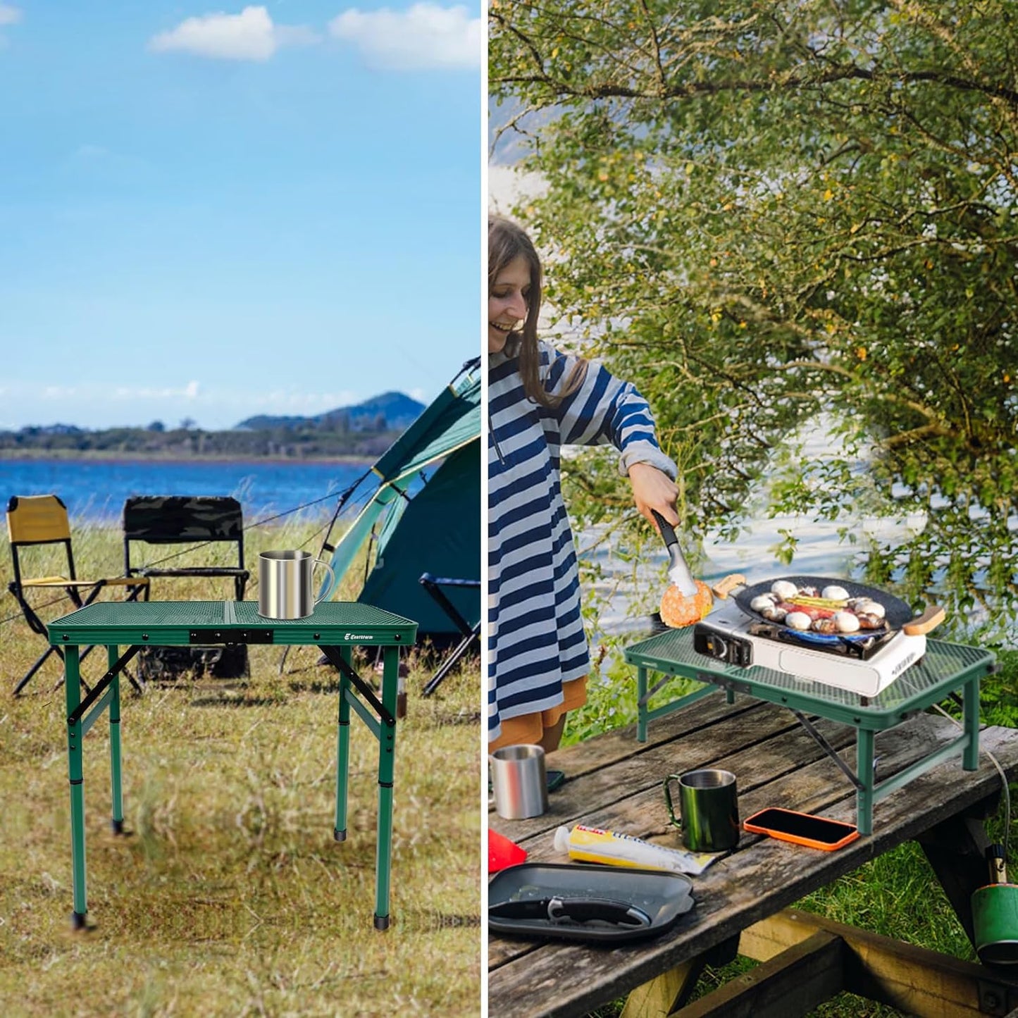 Small Folding Table, Easy for Storage, Compact and Portable Picnic Table for Grill, Outdoor Camping, Garden, Patio, Dining, BBQ, Party, Market, 2Ft (Small, Green)