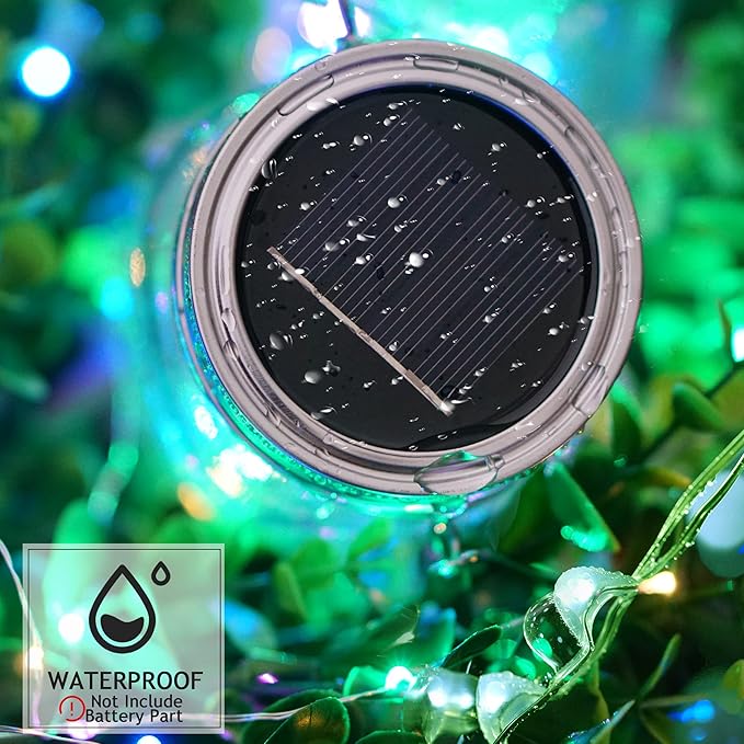 30 LED Solar Mason Jar Lights - 12 Pack with Hangers for Outdoor, Patio, Yard, Garden, Wedding Decorations