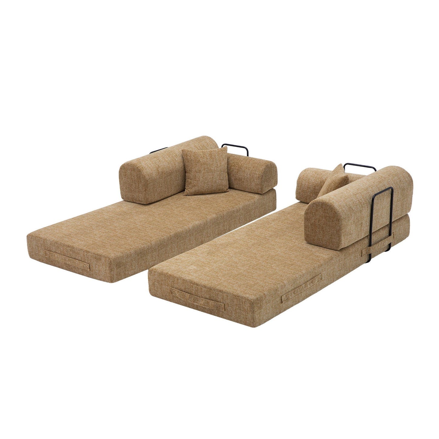 Modern 2 Tone Fabric Convertible Sleeper Sofa Bed