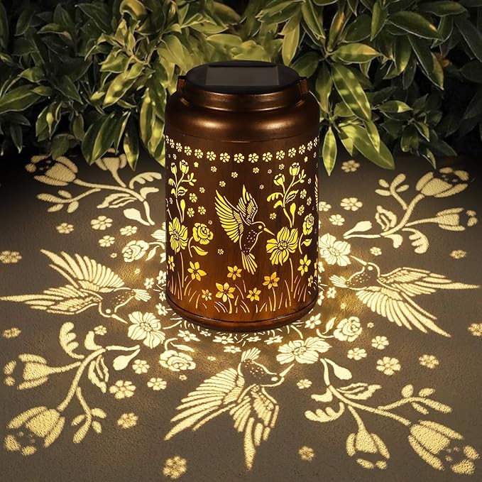 Solar Lanterns Outdoor Waterproof Hummingbird Garden Decor Mothers Day Gifts for Women Mom Grandma Hanging Solar Lights Metal Solar Decoration Outside for Yard, Backyard, Patio Deals