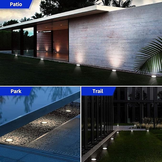 Aogist Solar Ground Lights 12 Packs, 8 LED Solar Garden Lights, Waterproof Outdoor Solar Disk Lights, In-ground Outdoor Landscape Lights for Pathway Yard Walkway Patio Lawn Path (Warm White)