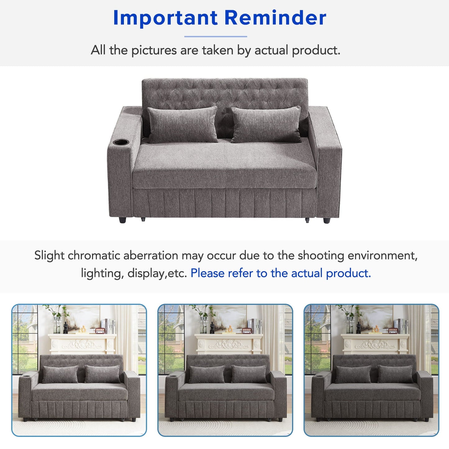 Pull-Out Sofa Bed Convertible Couch With Adjustable Backrest For Living Room