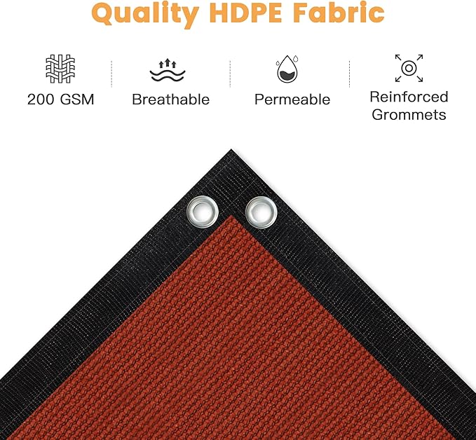 VICLLAX Shade Fabric Sun Shade Cloth with Every 2 FT Grommets for Patio Garden Pergola Cover Canopy 3x20 FT, Rust Red