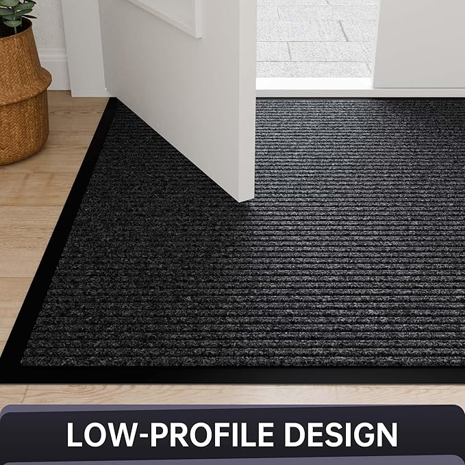 Front Door Mat, Heavy Duty Indoor Outdoor Entrance Door Mat, 72" x 24" Commercial Door Mats for Entryway, Durable Non-Slip Rubber Backing, Low-Profile Welcome Mats for Entry, Gray