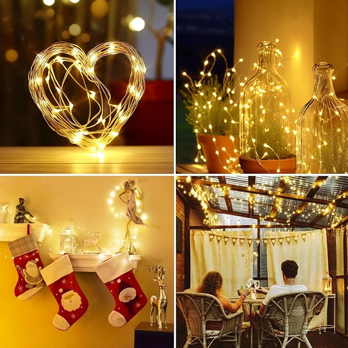 Kolpop Solar Fairy Lights Outdoor, 32FT 80LED Twinkle Light Outdoor Waterproof, 8 Modes Copper Wire Mini String Lighting for Garden Christmas Tree Outside