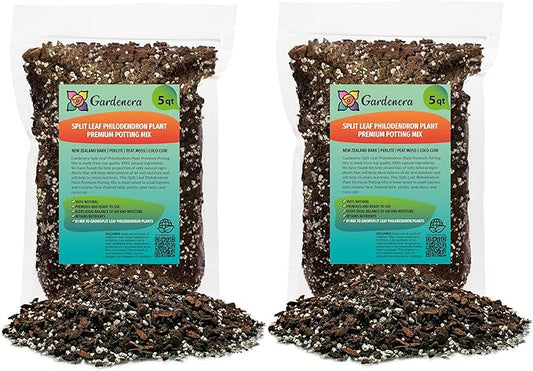 Split Leaf Philodendron Planting Mix - Promotes Steady Growth and Vibrant Foliage - 10 Quart (2 Bags of 5 Quart)