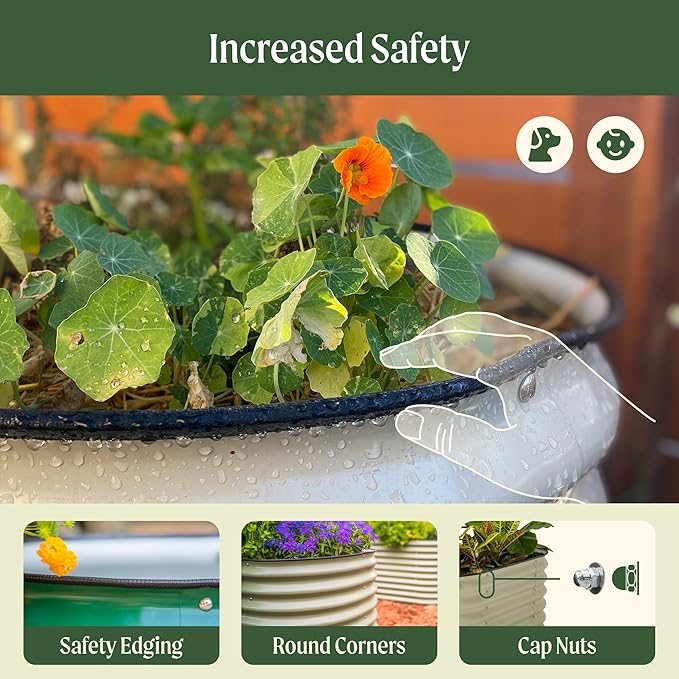 Vego garden Raised Garden Bed Kit, 17" Tall 10 in 1 Modular, Metal Planter Box for Vegetables, Flowers, Herbs, Sky Blue