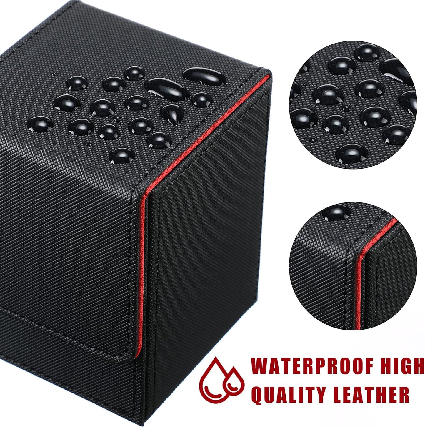 Yookeer 6 Pack Leather Deck Cases 100+ Card Deck Game Box Magnetic Playing Card Storage Box for 100 Plus Cards Compatible with Tcg(White,Black,Black Red,Red,Yellow,Purple,Vertical)