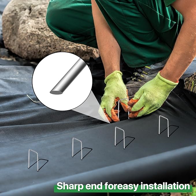 50 Pack 6 Inch Garden Stakes - Sturdy Landscape Staples with Metal Tarp Pins, Lawn Ground Stakes, Tent Stakes, and Yard Staples for Anchoring Sod, Landscape Fabric, and Irrigation Tubing