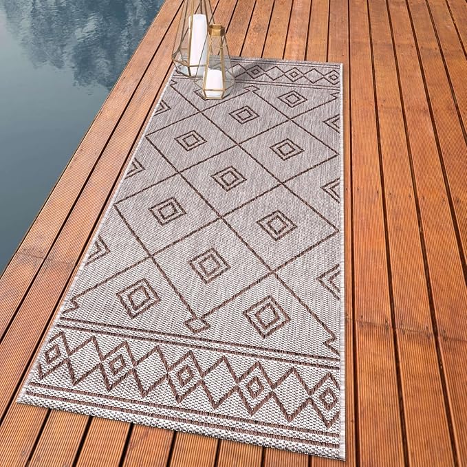 Keen Home Design Terrace Outdoor Runner Rug - 2x6 Washable Indoor/Outdoor Rug for Patio, Kitchen, Balcony, Beach, Garden, Deck and Porch, Size: 2'2"x5'7"