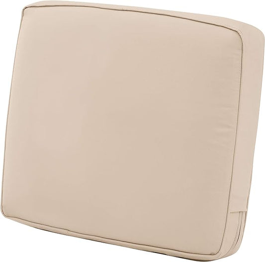 Classic Accessories Montlake Water-Resistant 23 x 22 x 4 Inch Patio Lounge Back Cushion, Antique Beige, Outdoor Loveseat Cushions