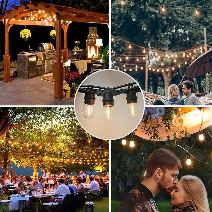 25 Pack S14 LED String Light Bulbs, 1W Shatterproof & Waterproof Outdoor Indoor Replacement Bulbs, E26 Base Edison LED Light Bulbs Warm White 2200K. (S14 25Pack)