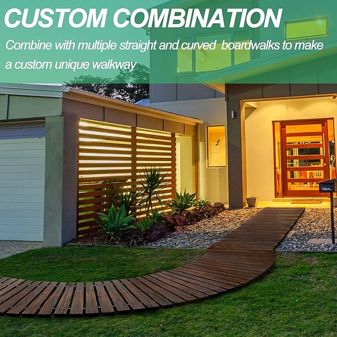 RELIANCER 12' Wooden Garden Pathway,Outdoor Roll Out Cedar Straight Walkway,Patio Path Decorative Garden Boardwalk Walkways,Weather-Resistant Roll Up Beach Wood Road Floor,Wedding Party Pathwaysc
