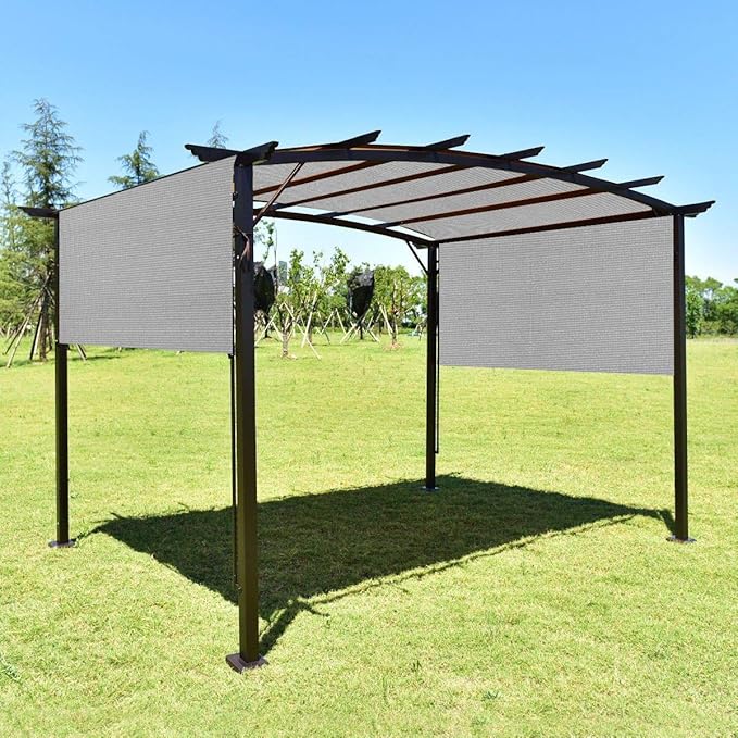 Eden's Decor Straight Flat-Edged Sun Shade Sail Rectangular 4' x 13' Grey UV-Blocking Outdoor Canopy Fabric Cloth Awning for Pergola Patio Garden Backyard Custom Size