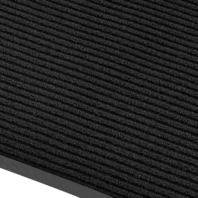 fani Heavy Duty Large Outdoor Indoor Entrance Black Doormat Waterproof Low Profile Entrance Rug Front Door Mat Patio Anti-Skid Rubber Back, 48x120 inch (Jet Black)