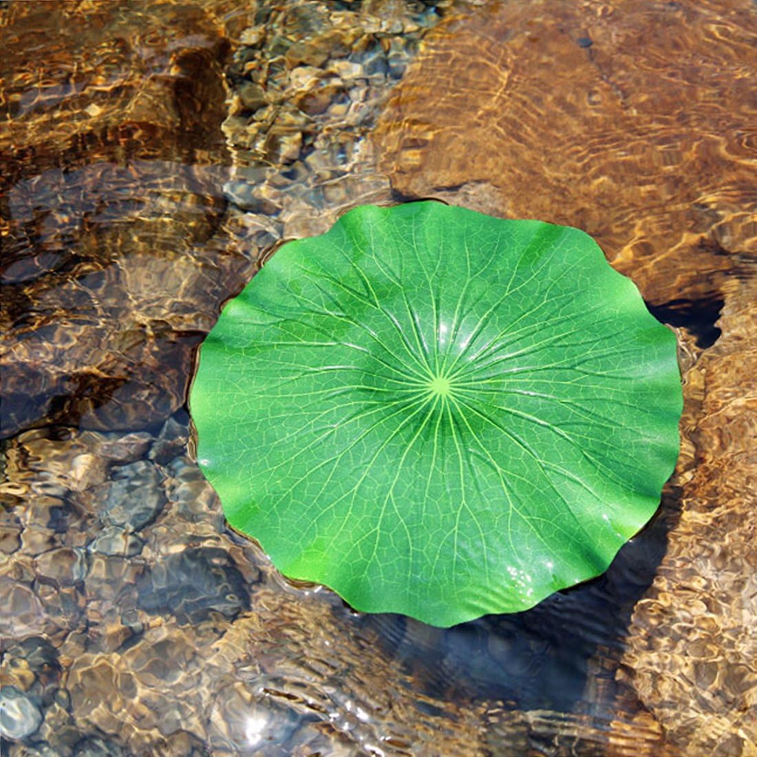 Superdream Artificial Realistic Lily Pads Floating Scenery Lotus Pods for Pool Decoration Aquarium Fish Pond Water Decorative (Pack of 6)