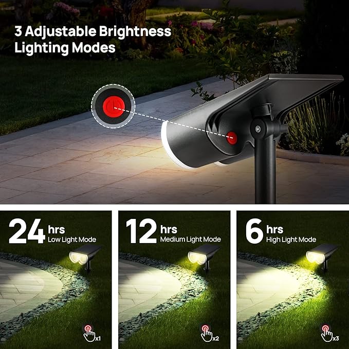 Solar Spot Lights Outdoor, Consciot 16 LEDs IP67 Waterproof Solar Outdoor Lights, Auto On/Off Solar Landscape Spotlights, 2-in-1 Adjustable Wall Lights for Garden Yard Pathway, 2 Pack (Warm White)
