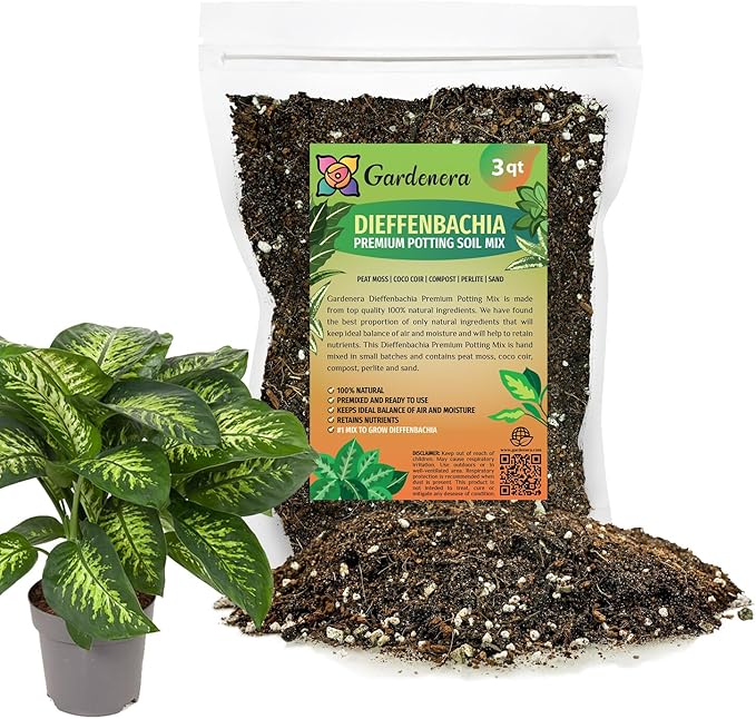 Premium DIEFFENBACHIA Potting Soil Mix - Ideal for Growing Robust and Healthy Dieffenbachia - 3 Quart