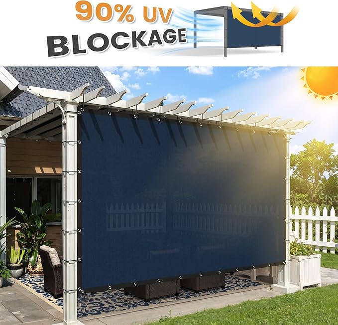 VICLLAX Shade Fabric Sun Shade Cloth with Every 2 FT Grommets for Patio Garden Pergola Cover Canopy 3x6 FT, Dark Blue