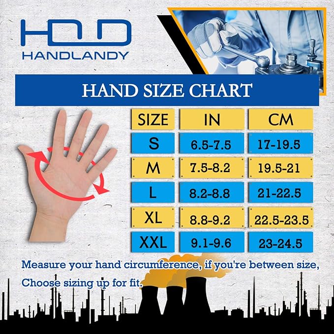 HANDLANDY Leather Work Gloves for Men & Women, Reinforced Durable Garden Gloves, Cowhide Working Glove for Gardening