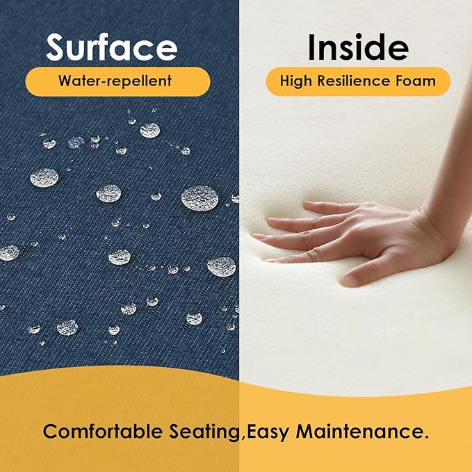 Outdoor Sunbrella Square Corner Seat Cushion, 18.5"x16"x3", Set of 4, Non Slip Seat Cushion Pads with Removable Cover for Patio Furniture, Garden Yard Lawn, Specrtum Indigo