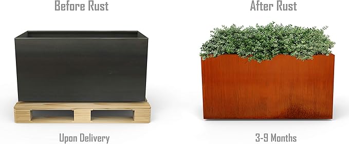Extra Large Outdoor Planter – 4 FT Long x 42 in Tall Corten Steel Planter | The Ultimate Metal Privacy Screen | Heavy Duty, Made in USA