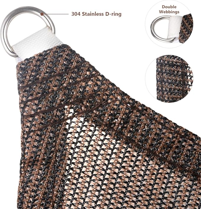 Eden's Decor Straight Flat-Edged Sun Shade Sail Rectangular 16' x 17' Brown UV-Blocking Outdoor Canopy Fabric Cloth Awning for Pergola Patio Garden Backyard Custom Size